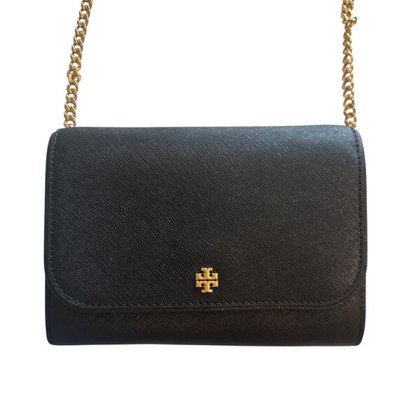 Tory Burch NEW Emerson Chain Wallet Womens Black Saffiano Leather Crossbody Bag - Picture 2 of 11